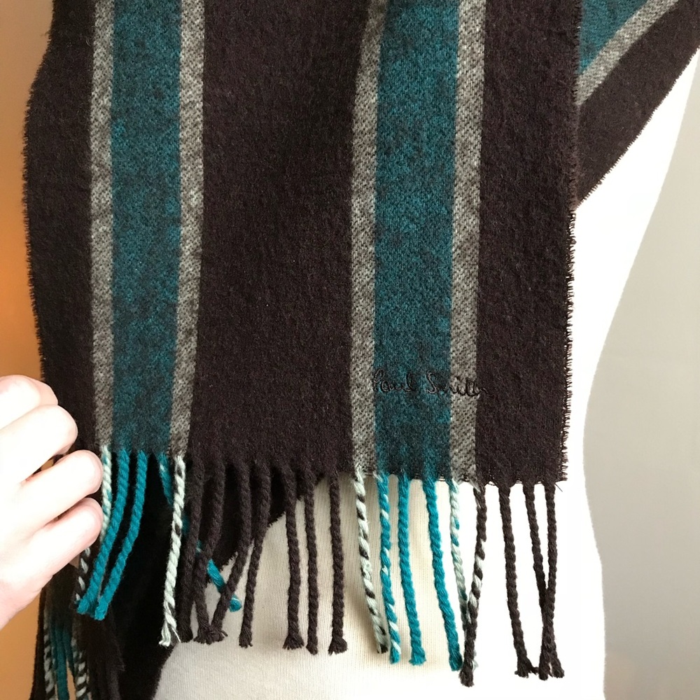 Paul Smith Lambswool Racing Stripe Scarf - Picture 4 of 7